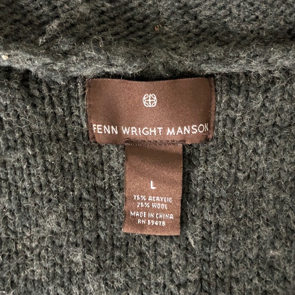 Penn Wright Manson Grey Long Sleeve Wool Cardigan Sweater - Large - Picture 5 of 5